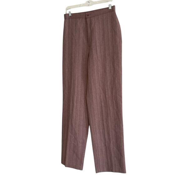 Vintage Womens Dress Pants Sz 28 Cherry Herringbone Wide Leg 1970s Pleated Masc - Picture 16 of 16